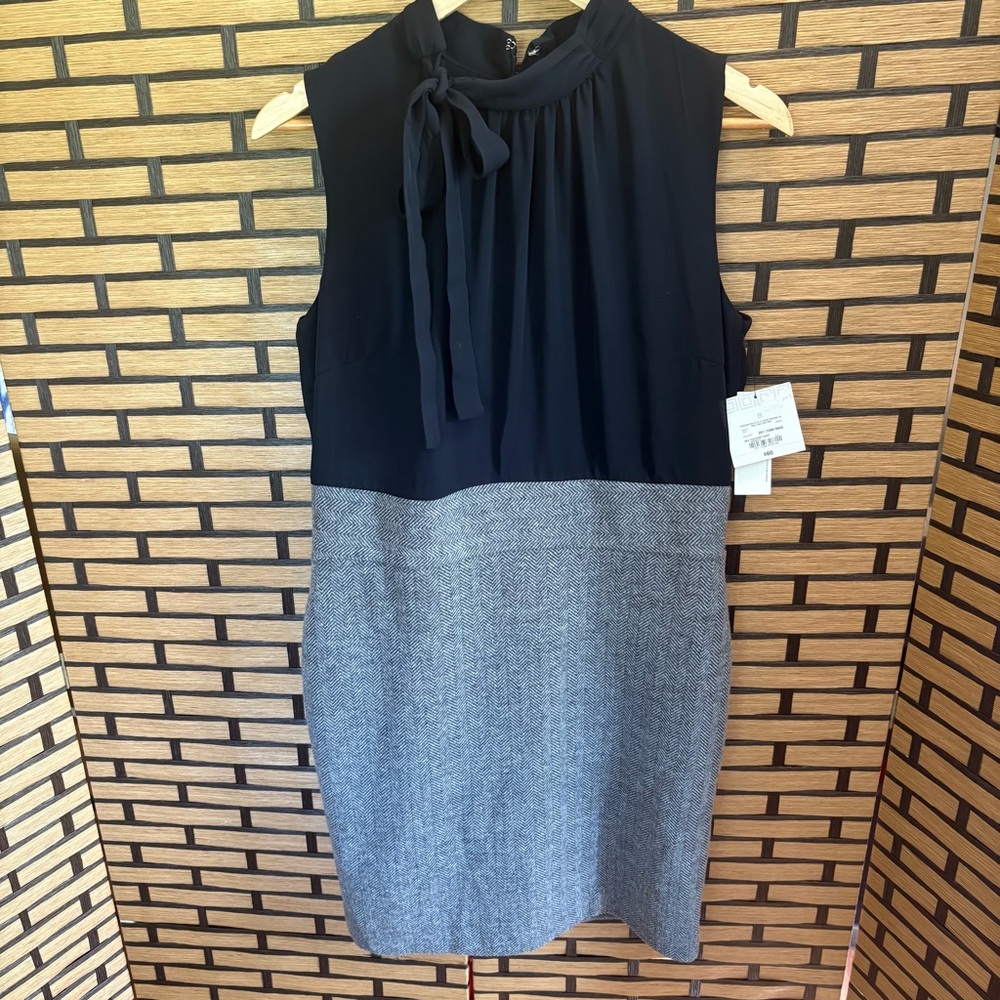 Liz Claiborne Black And Gray Tie Neck Dress Size 8